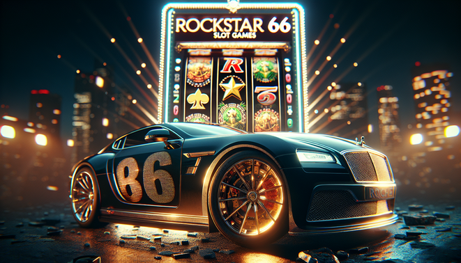 alt_text: ปกบทความเกี่ยวกับเกมสล็อต Rockstar66 ปี 2025 สไตล์เรียลลิสติกหรูหรา.