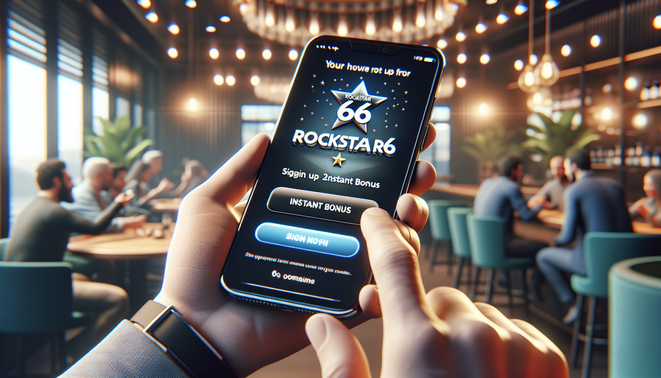 alt_text: "สมัครสมาชิก Rockstar66 ใน 2 นาที บนสมาร์ทโฟน พร้อมโบนัสทันทีในบรรยากาศทันสมัย!"